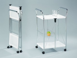 Foldable Steel Plate Serving Trolley Cart